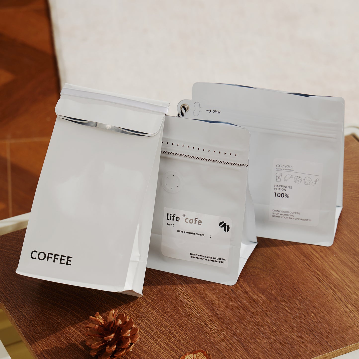 Custom Zipper Flat Bottom Coffee Bags