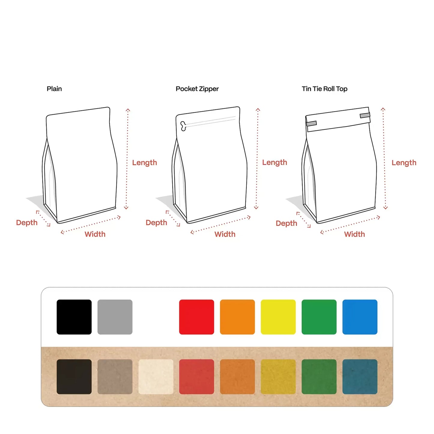 Custom Kraft Tin Tie Coffee Bags