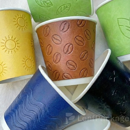 Custom Leather-Texture Coffee Cups