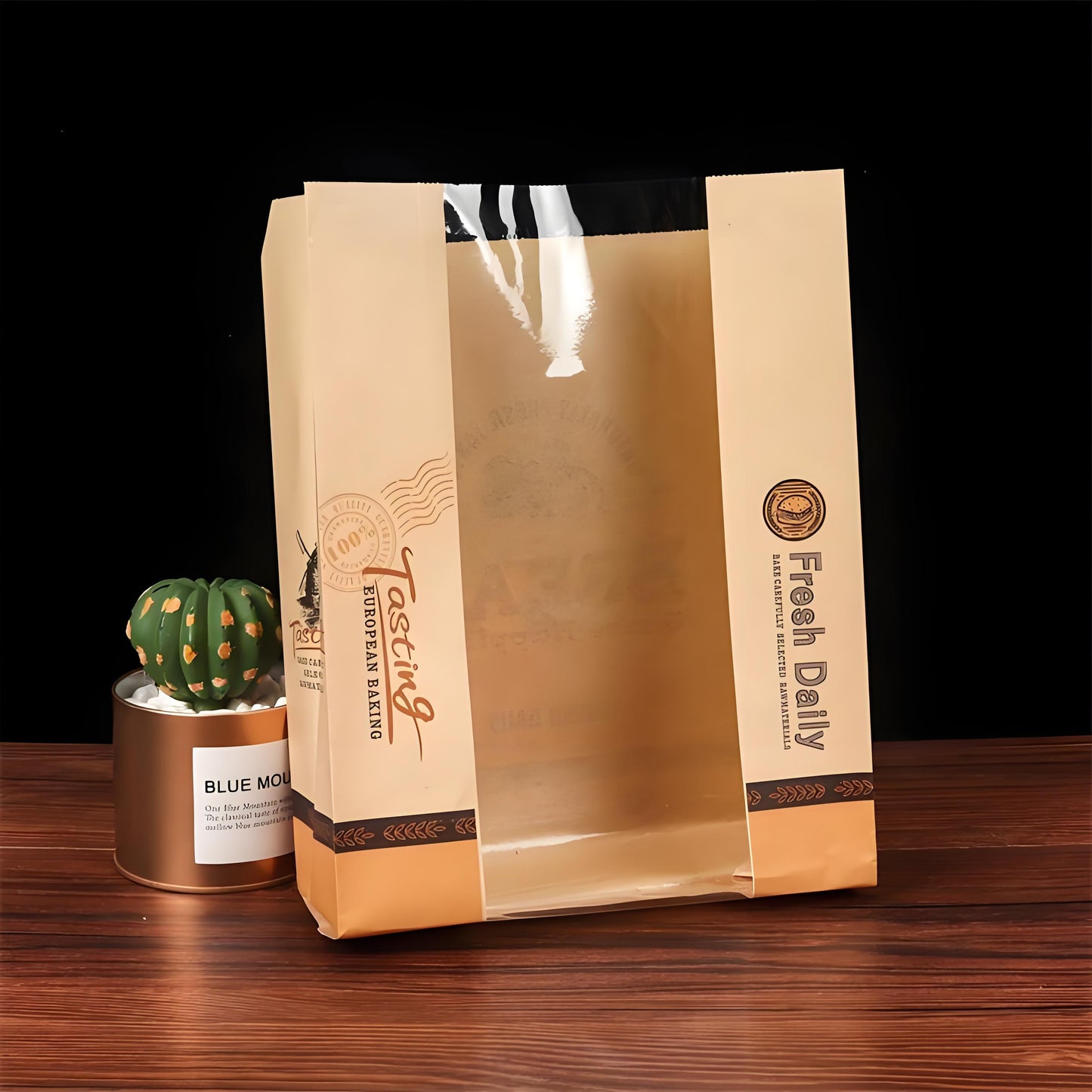 Custom Transparent Window Paper Bread Bags