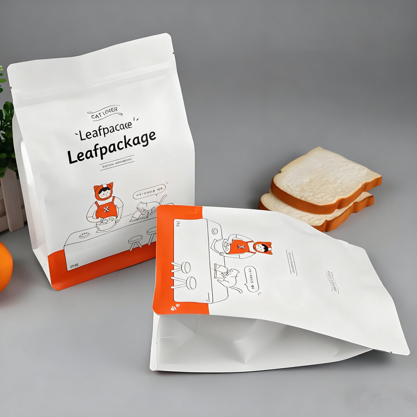Custom Plastic-Free Heat Seal 8-Side Seal Paper Bags