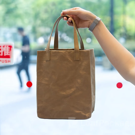 Custom Washable Kraft Paper Flat-Handle Tote Bag