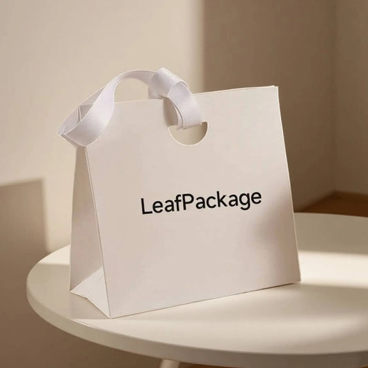 Custom White Cardboard Gift Bags with Ribbon Handles