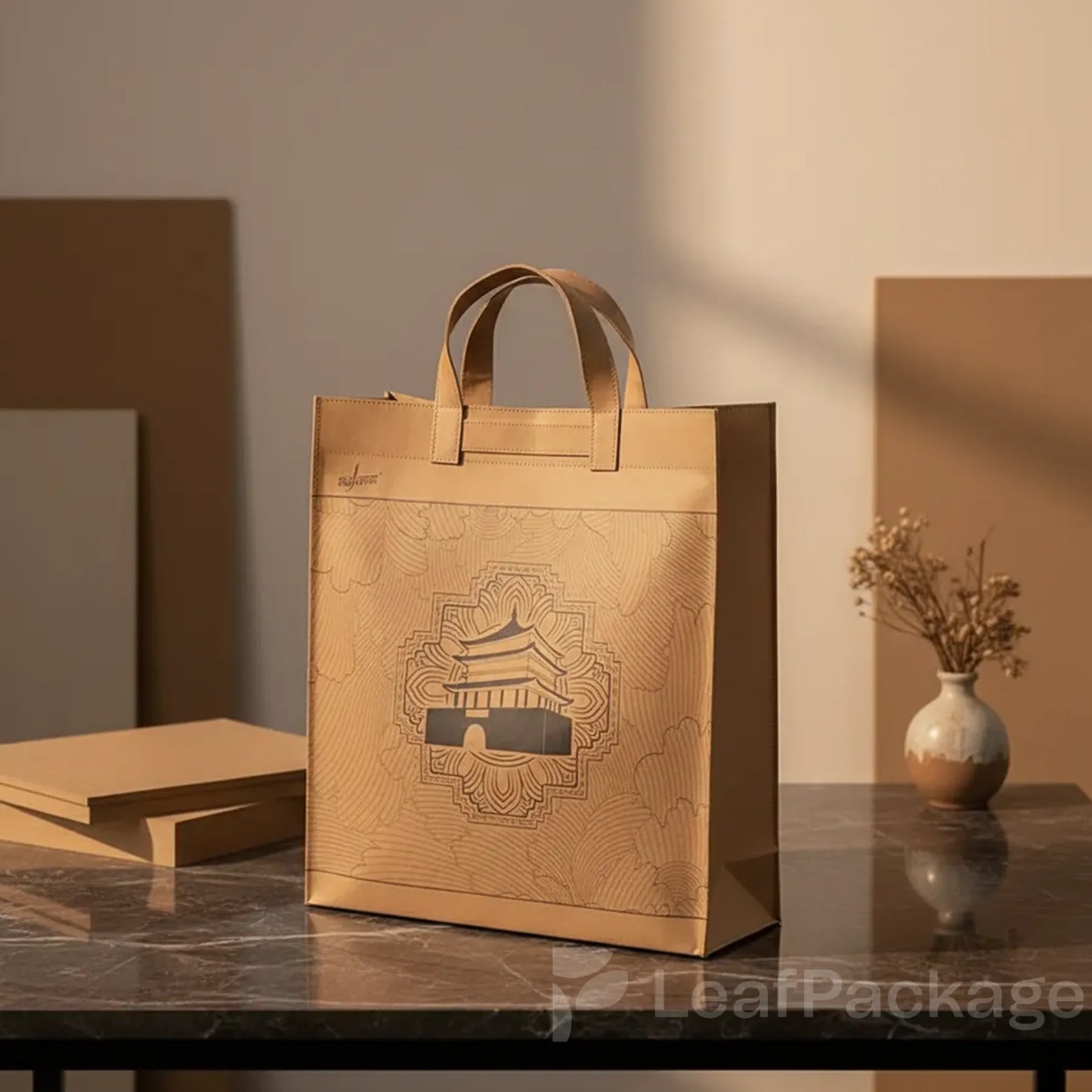 Custom eco-friendly washed kraft paper tote bag for small businesses – LeafPackage