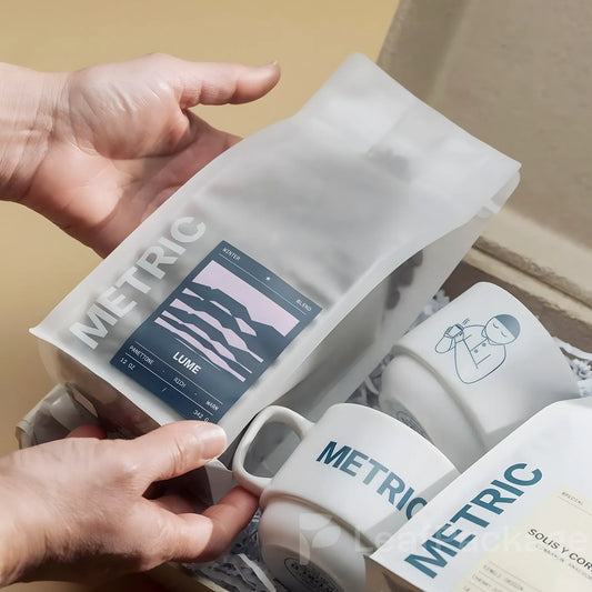 LeafPackage custom matte coffee bags with zipper seal, made from eco-friendly material, perfect for small business coffee brands and roasters.