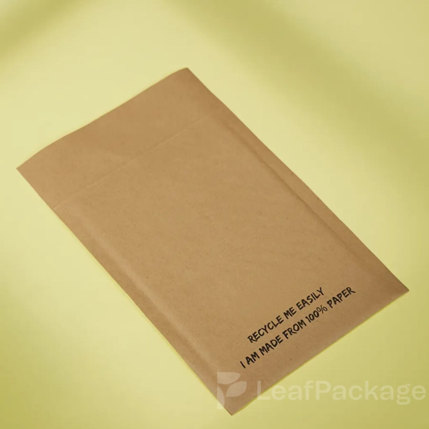 LeafPackage eco-friendly self-sealing embossed bubble mailer, recyclable and durable padded envelope for secure small business shipping.
