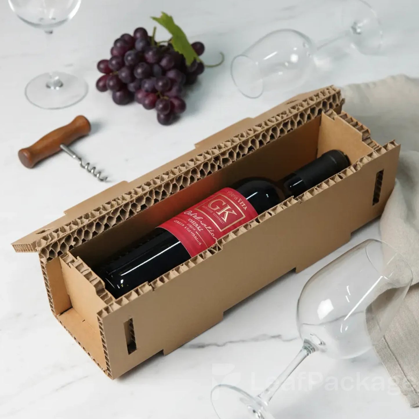Eco-friendly custom honeycomb wine box featuring mortise & tenon structure, perfect for small business packaging solutions.