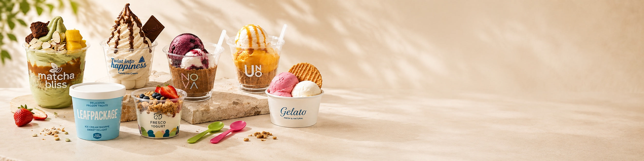 Custom ice cream cups and frozen yogurt cups for branded desserts
