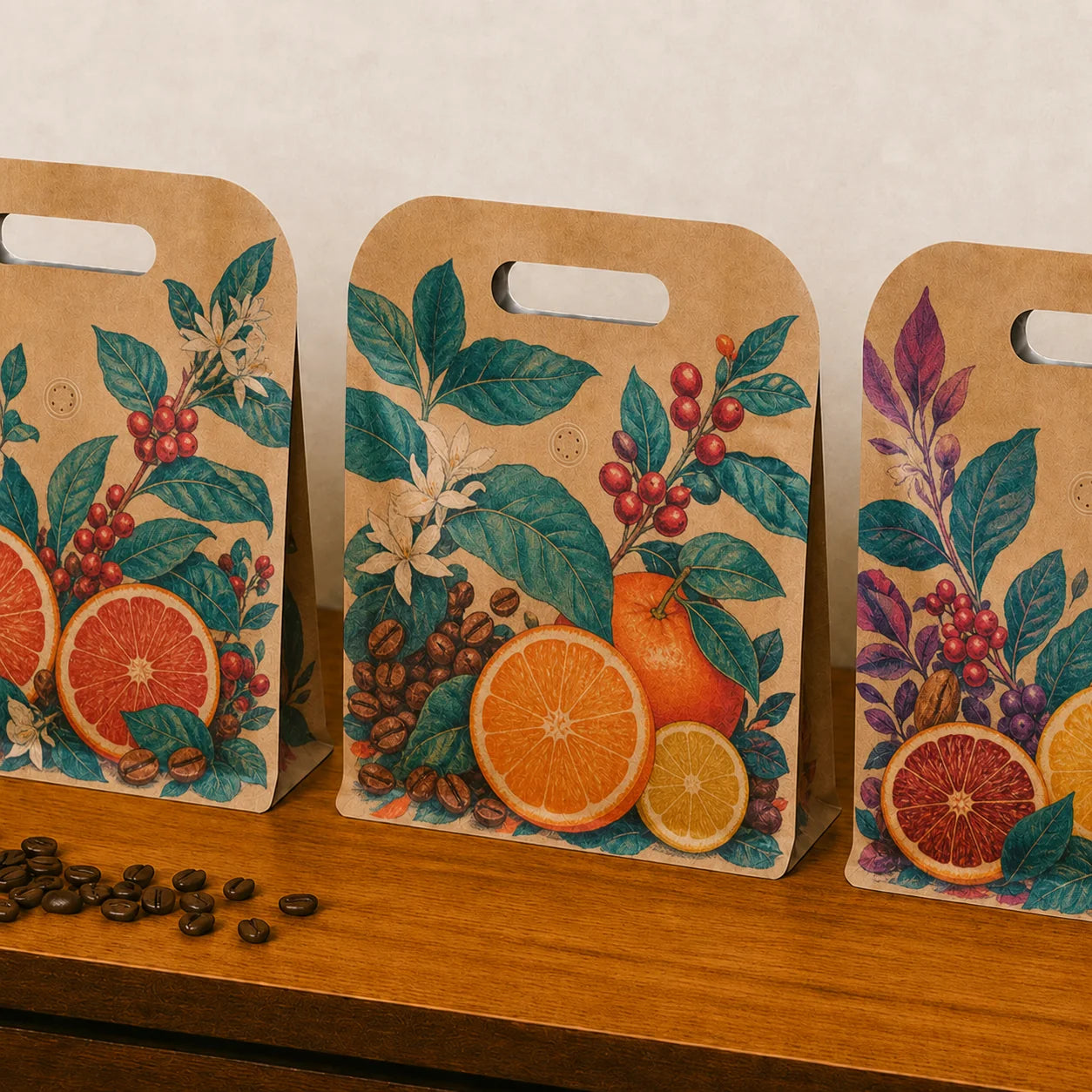 Colorful custom printed coffee packaging bags