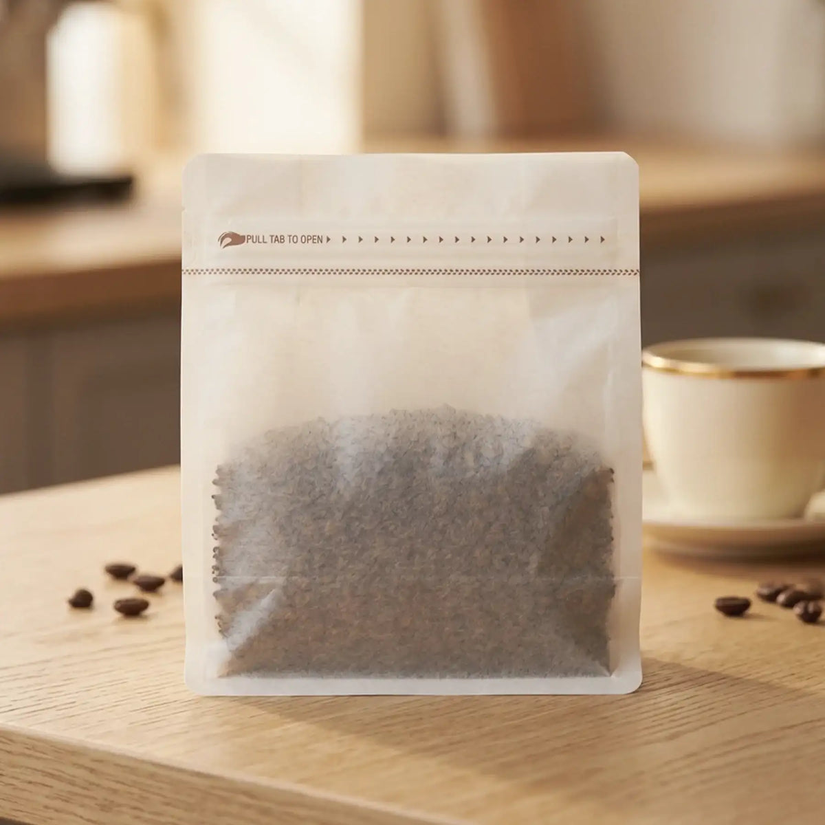 Tissue paper coffee bags with valve and zipper options for small roasters