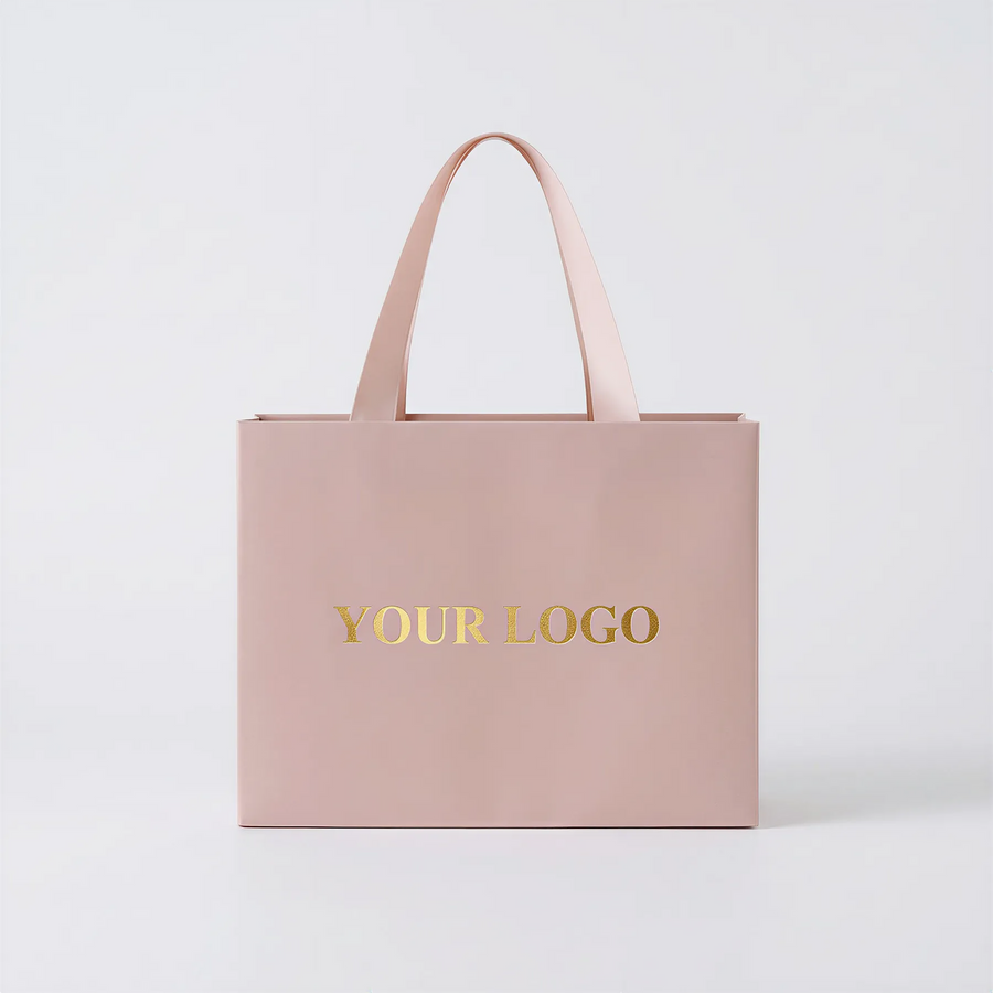 Custom retail gift bags with ribbon handles for small business packaging