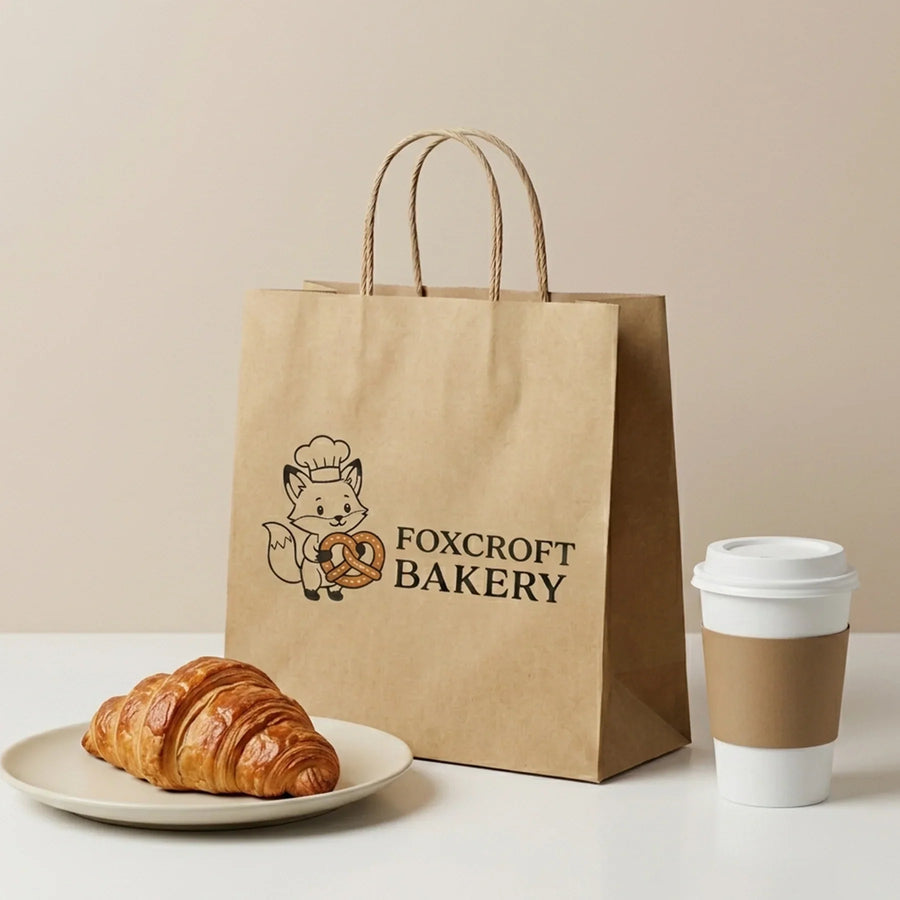 Custom twisted handle kraft paper bakery bags for small business packaging