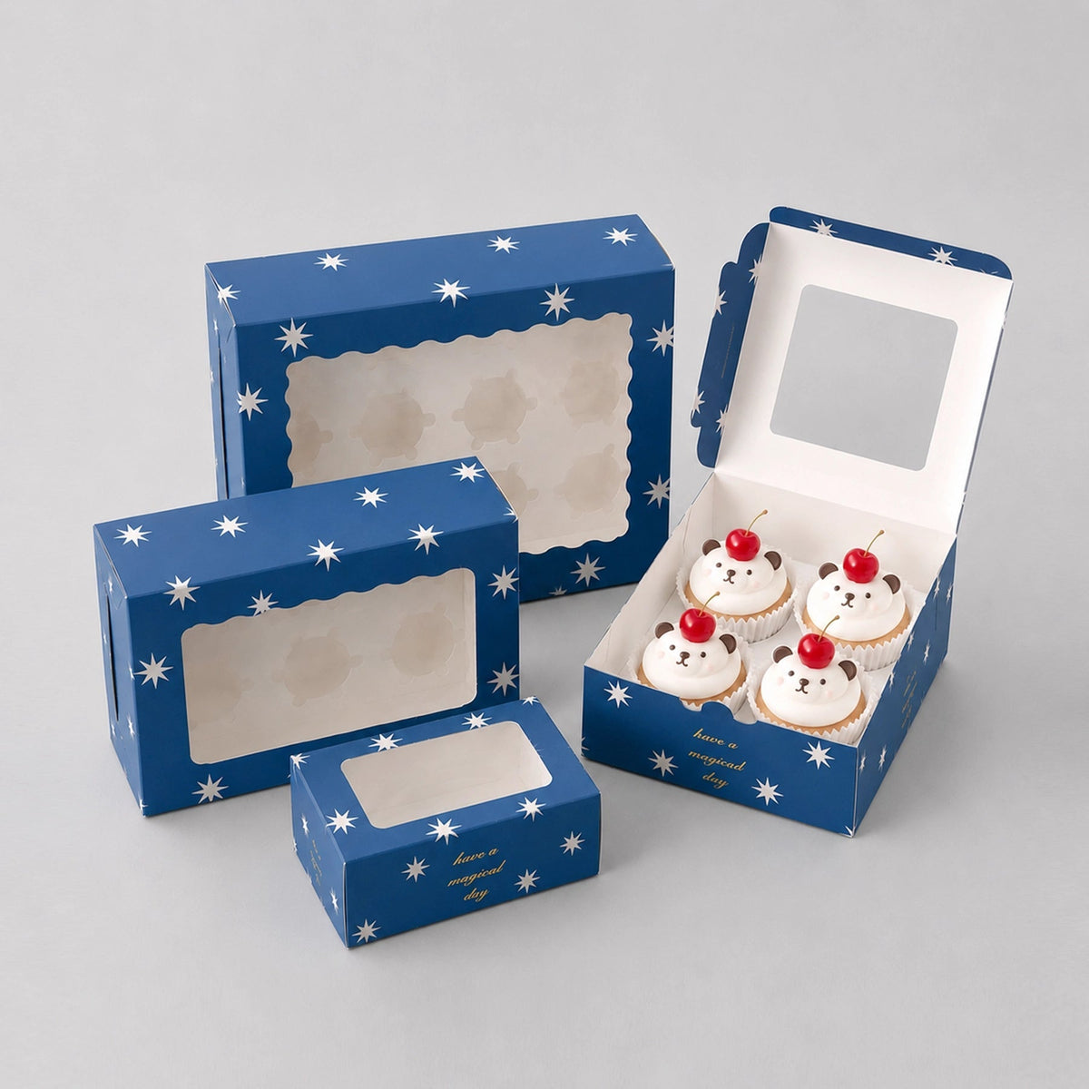 Clear window cupcake boxes for small business gift and display packaging