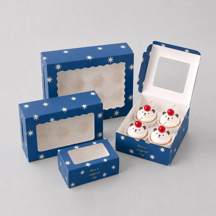 Clear window cupcake boxes for small business gift and display packaging
