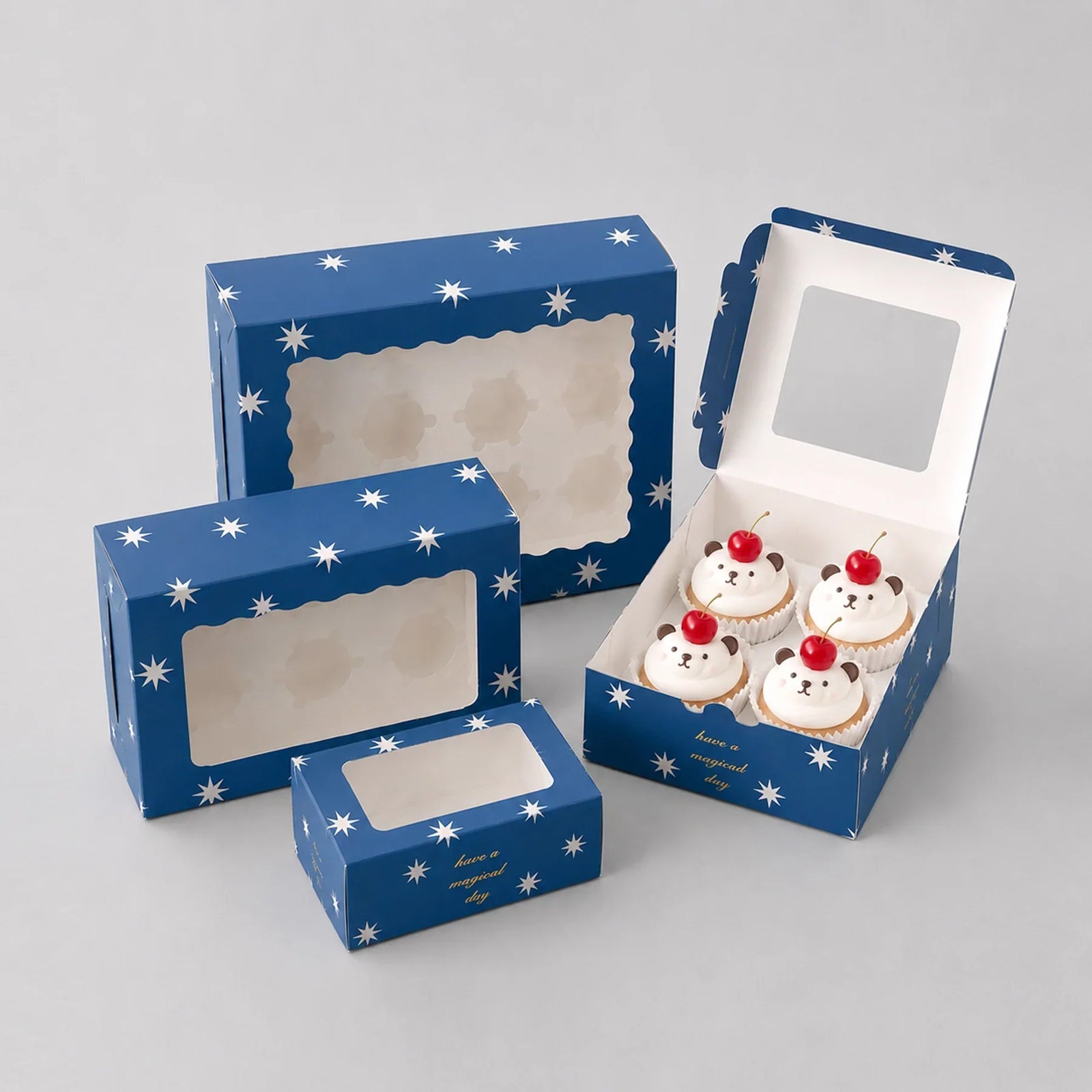 Custom clear window cupcake boxes for bakery gifts and events