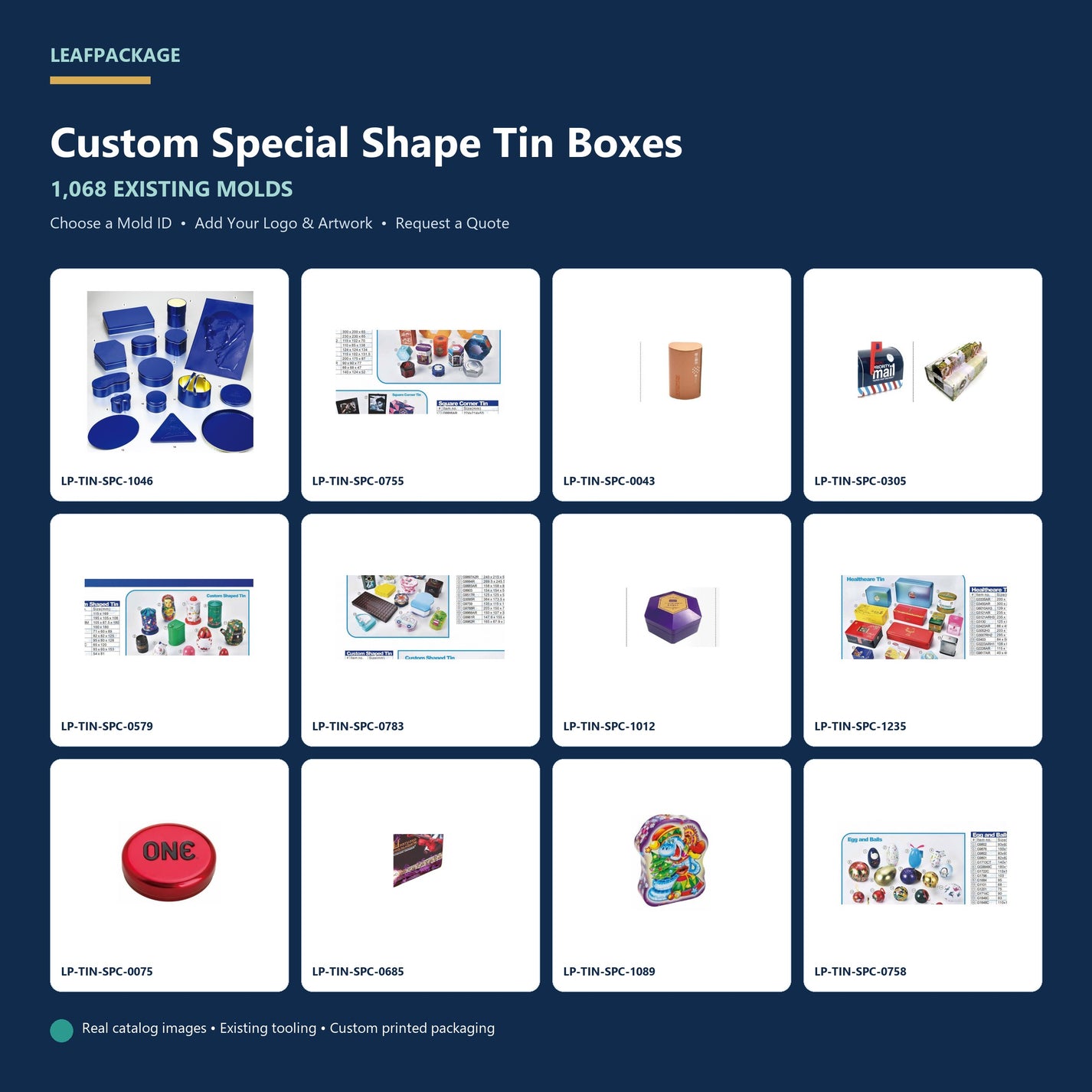 Custom Special Shape Tin Boxes with 1,068 existing molds