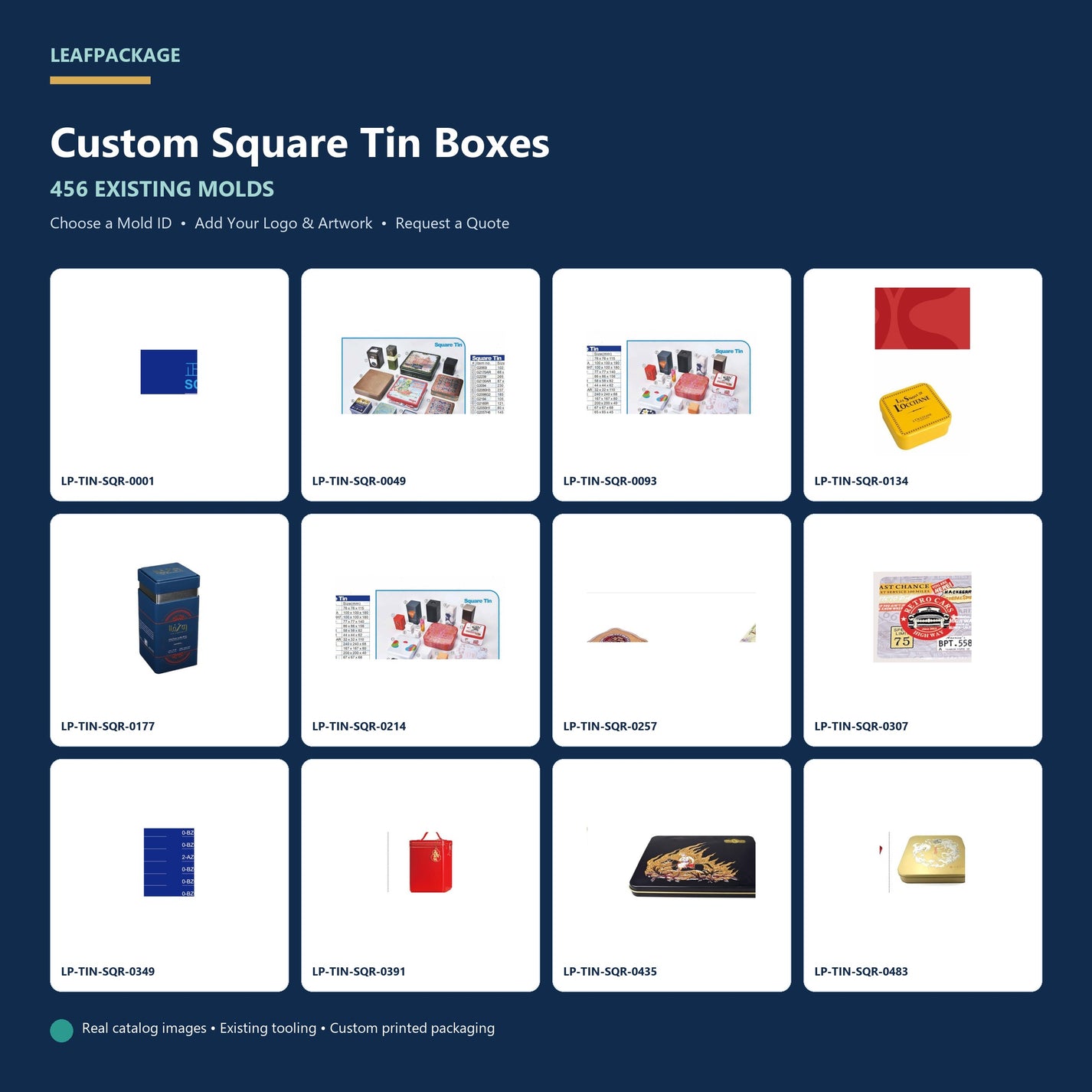 Custom Square Tin Boxes with 456 existing molds