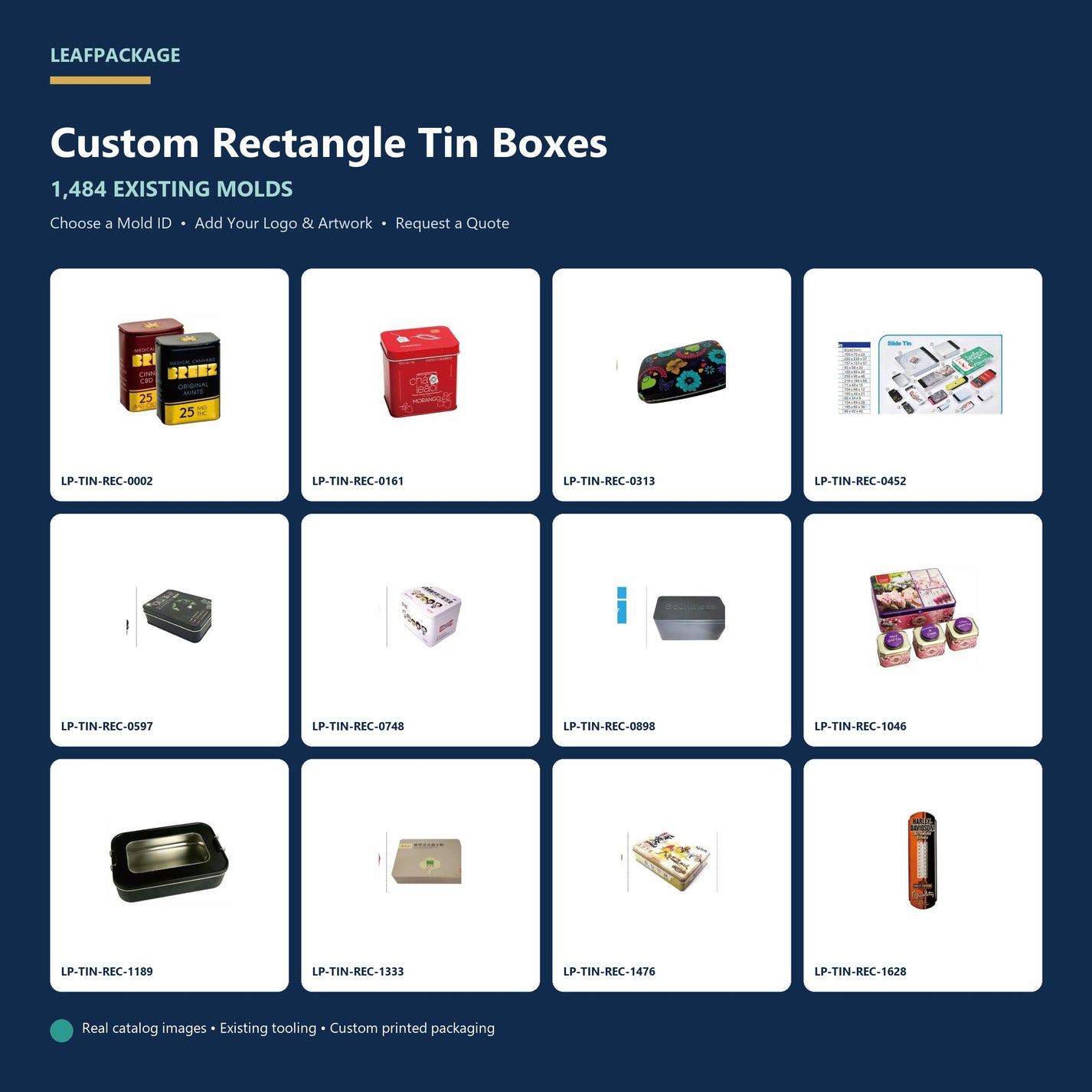 Custom Rectangle Tin Boxes with 1,484 existing molds