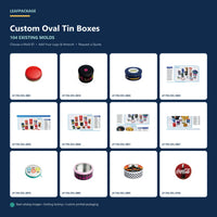 Custom Oval Tin Boxes with 104 existing molds
