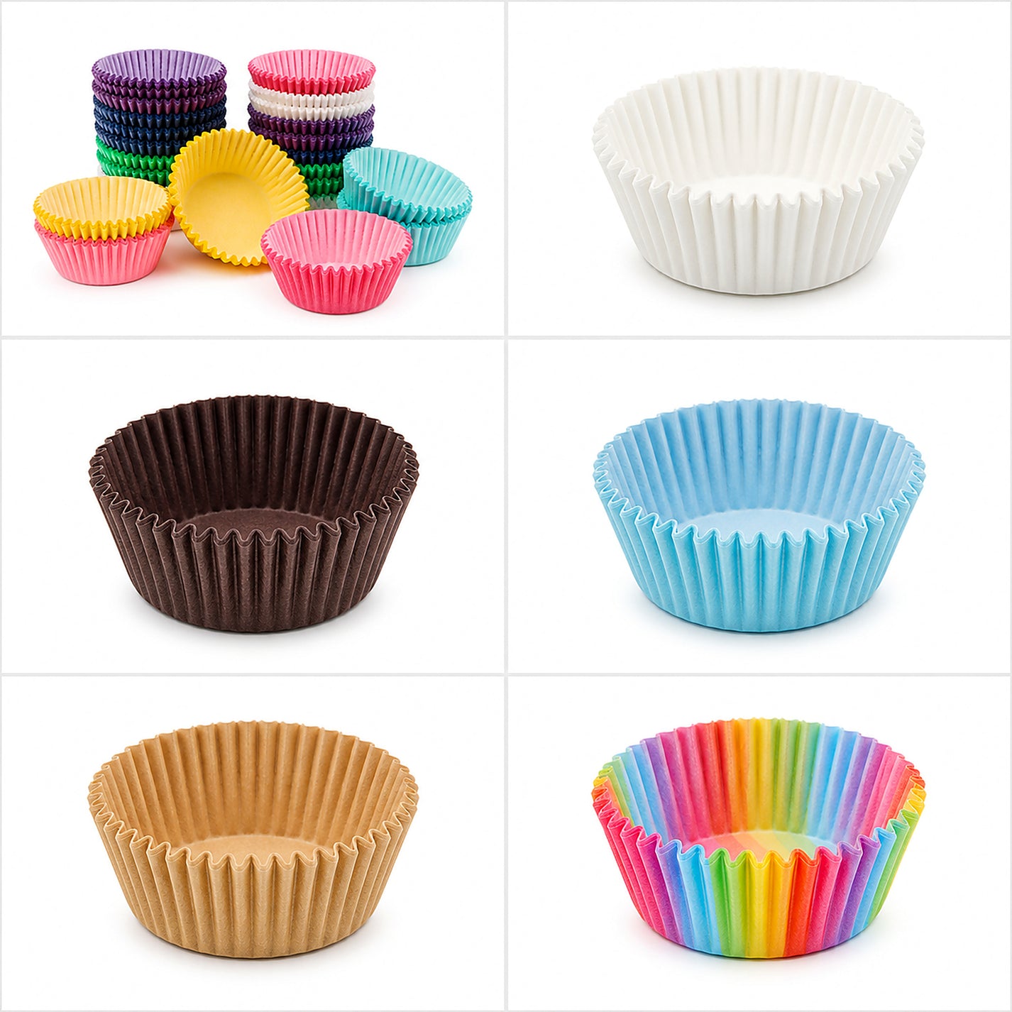Custom greaseproof paper baking cups color collage