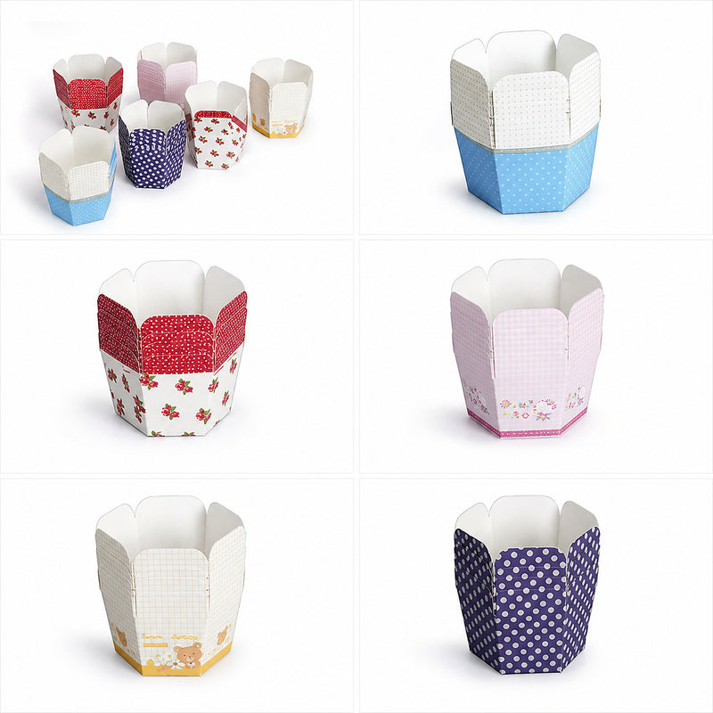 Custom hexagon Hokkaido chiffon paper baking cups collage