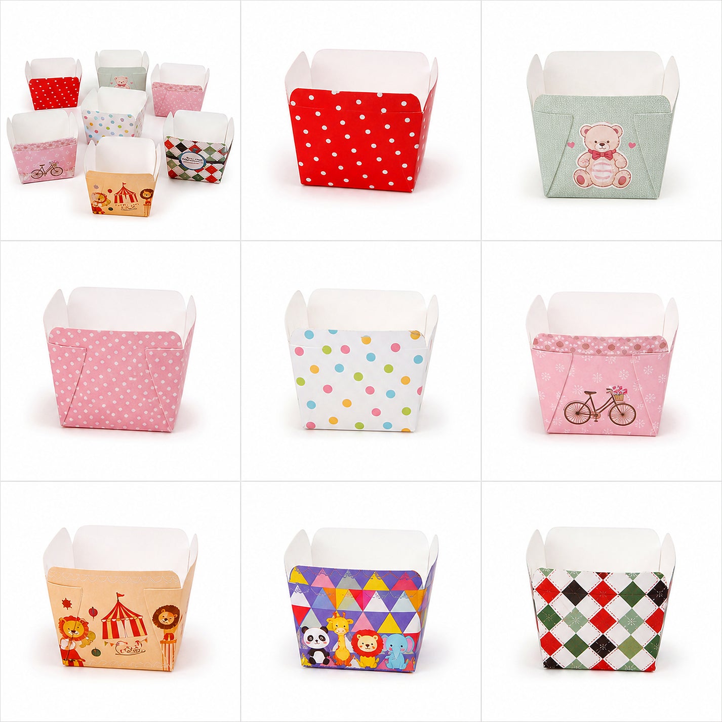 Custom square cupcake baking cups pattern collage