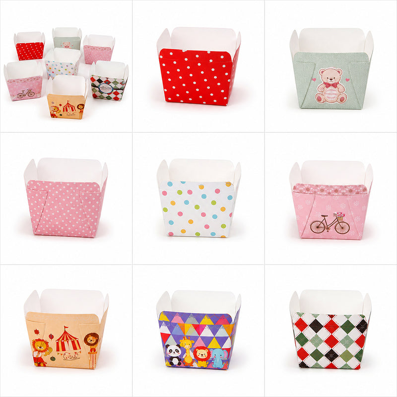 Custom square cupcake baking cups pattern collage