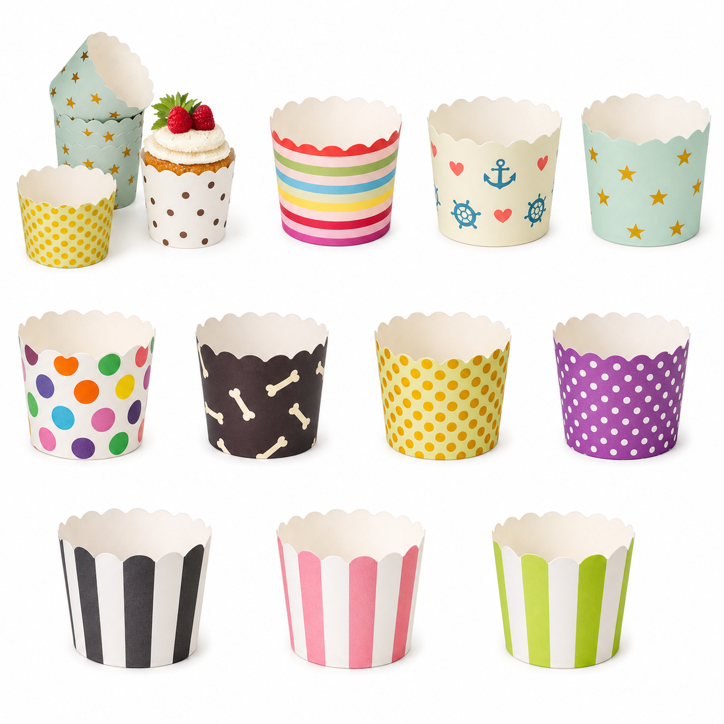 High resolution cupcake baking cups product collage