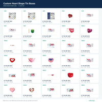 Custom Heart Shape Tin Boxes mold selection sheet 1 of 2