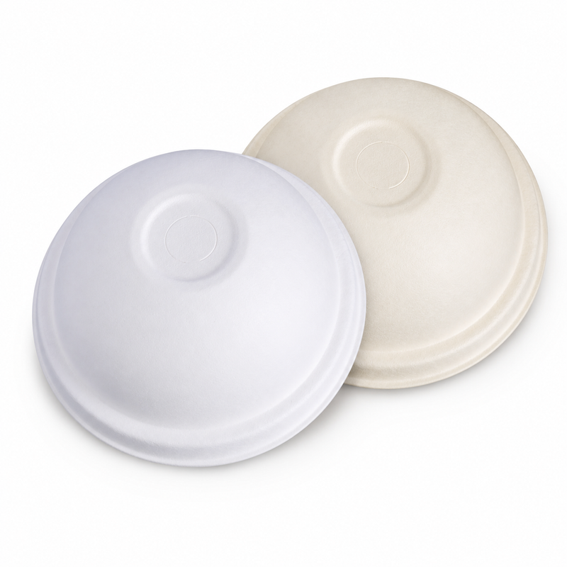 Compostable Sugarcane Fiber Dome Cold Cup Lids – 80mm & 90mm