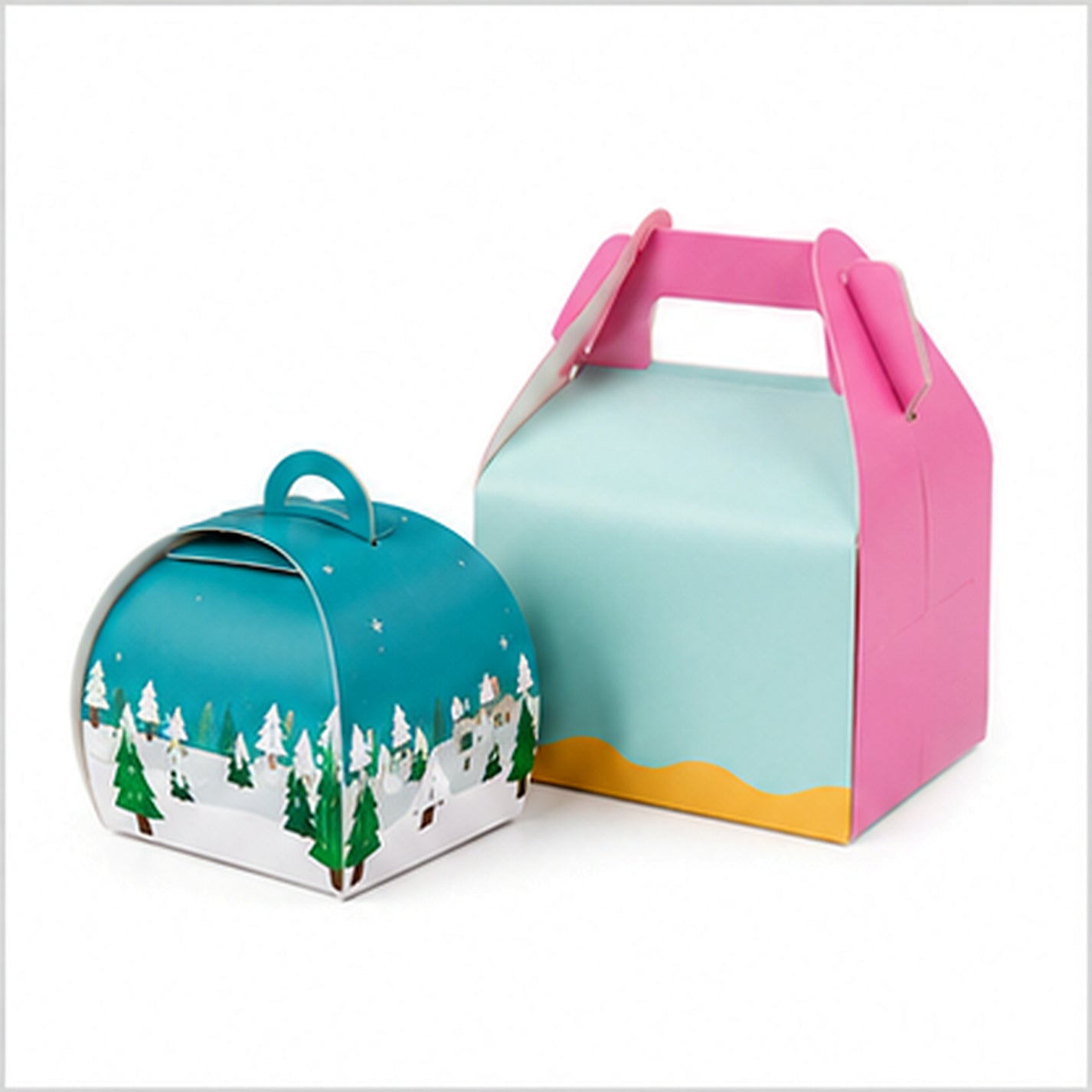Handled cake box Model No. 1 and Model No. 2 together