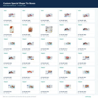 Custom Special Shape Tin Boxes mold selection sheet 2 of 36