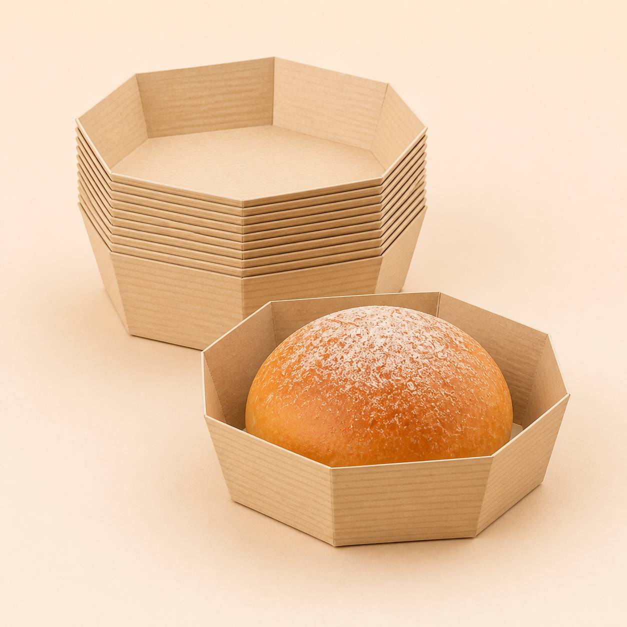 Octagonal food paper bottom tray 105 x 40 mm Model 012