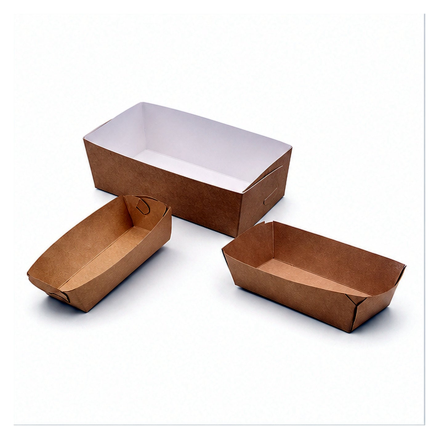 Three custom paper food tray styles group