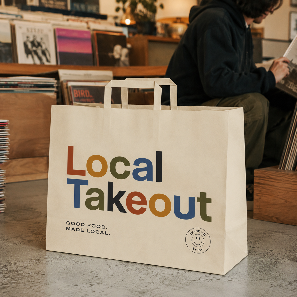 Custom Kraft Paper Takeout Bags with Handles