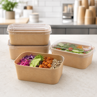 Rectangular kraft takeaway containers for meal prep salads catering and delivery