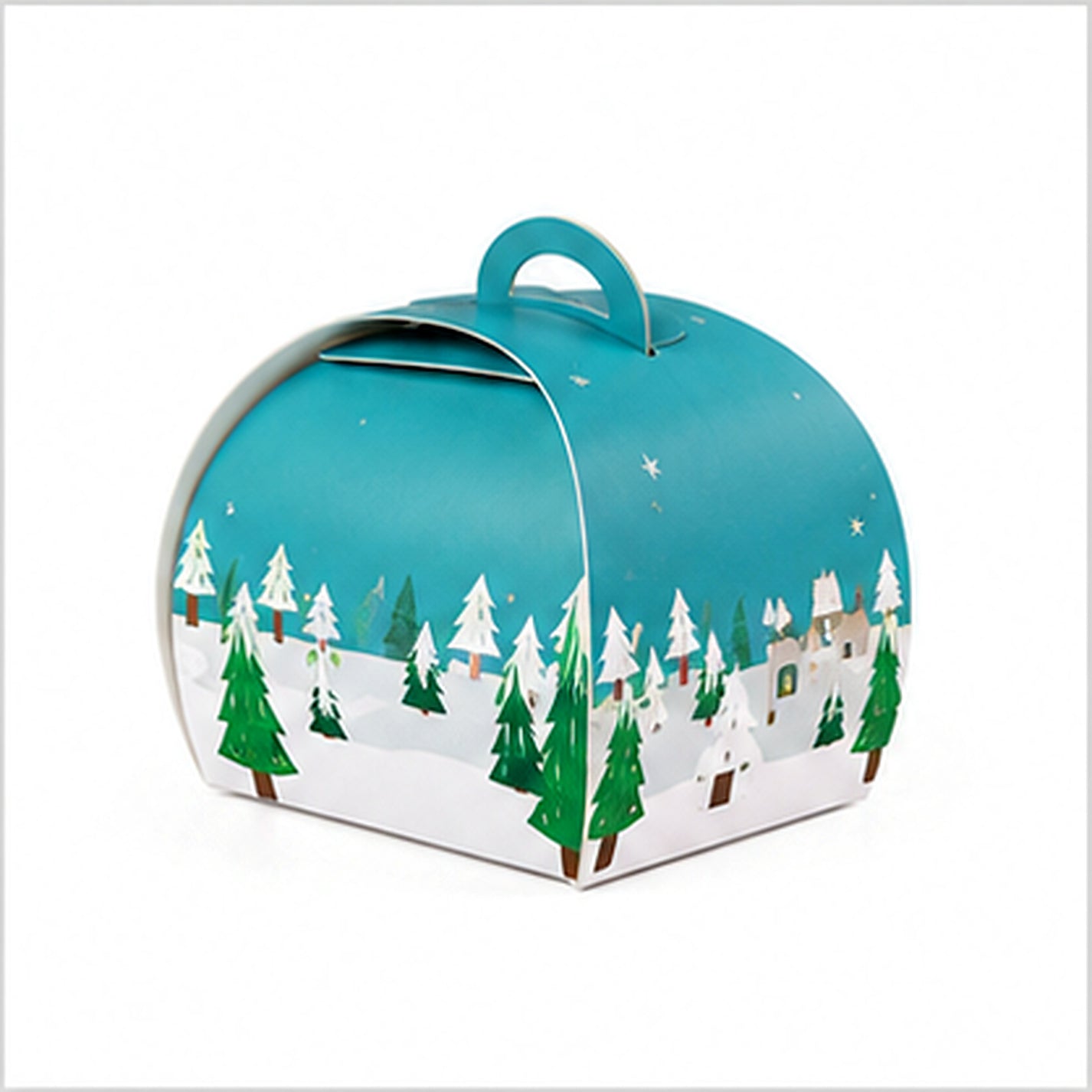 Model No. 1 teal winter handled cake box