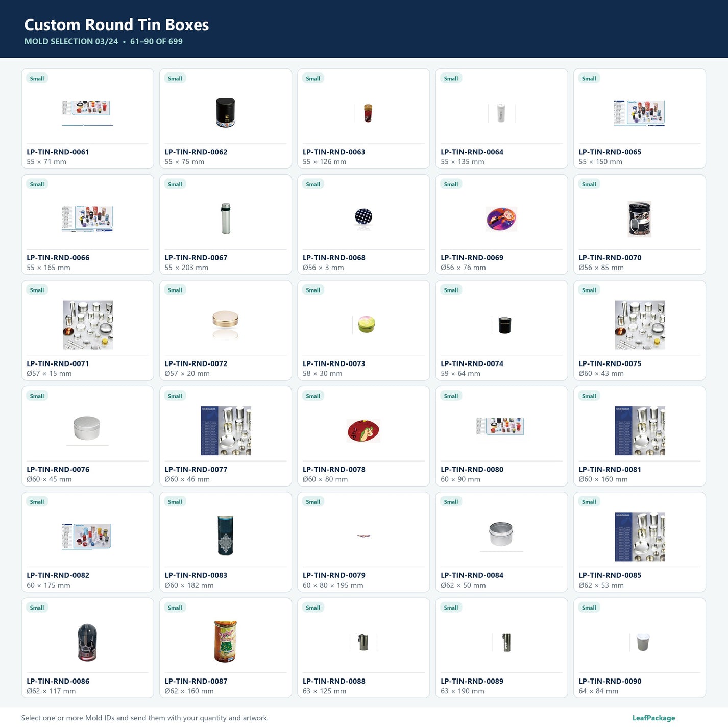 Custom Round Tin Boxes mold selection sheet 3 of 24
