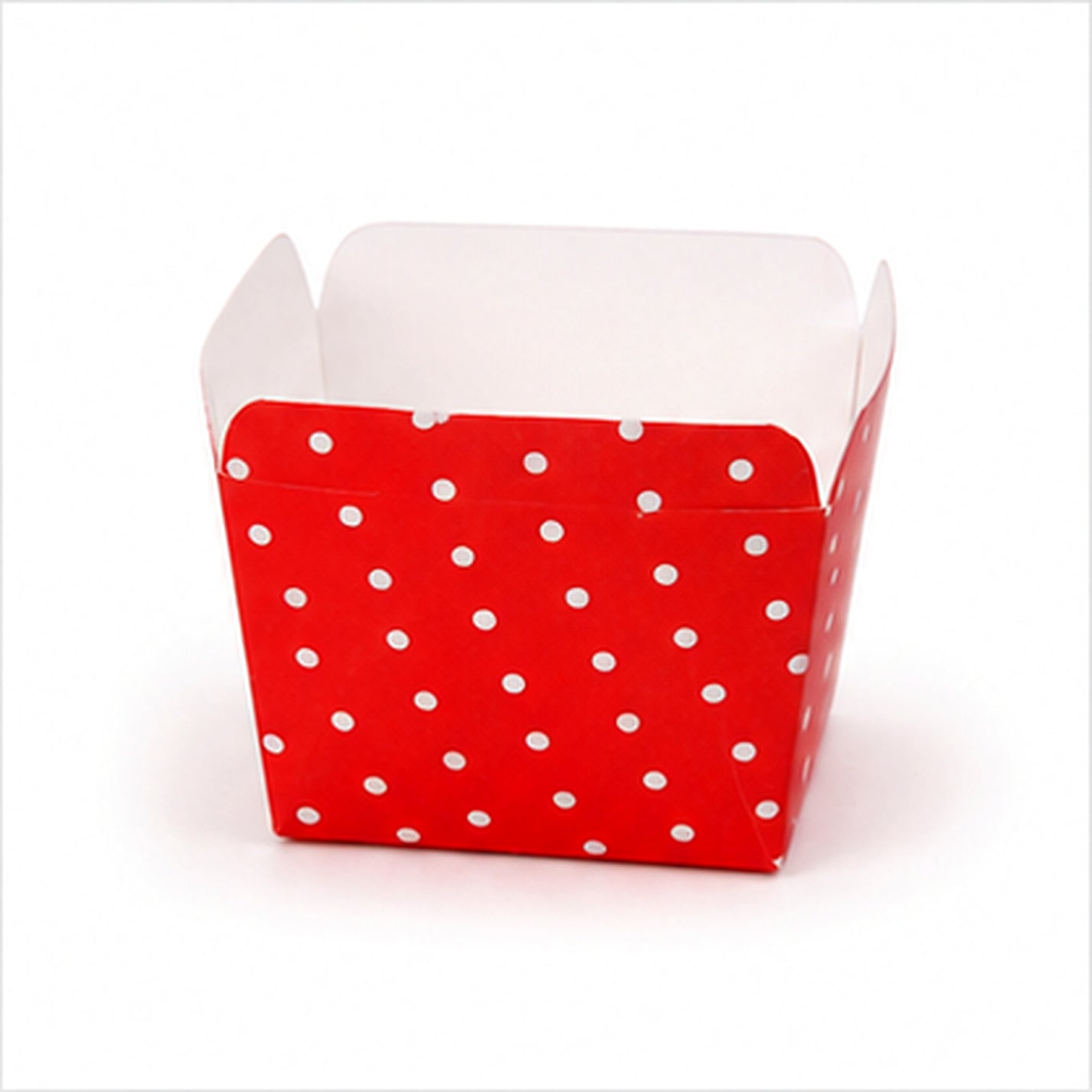Red polka dot square cupcake baking cup