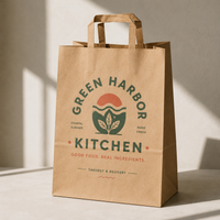 Custom Flat Handle Kraft Paper Shopping Bags with Logo