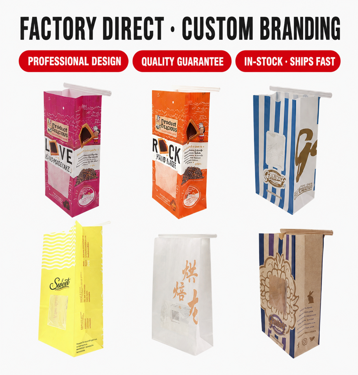 Factory-direct custom printed tin-tie paper bag examples