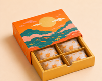 Four compartment custom drawer gift box for pastries and mooncakes