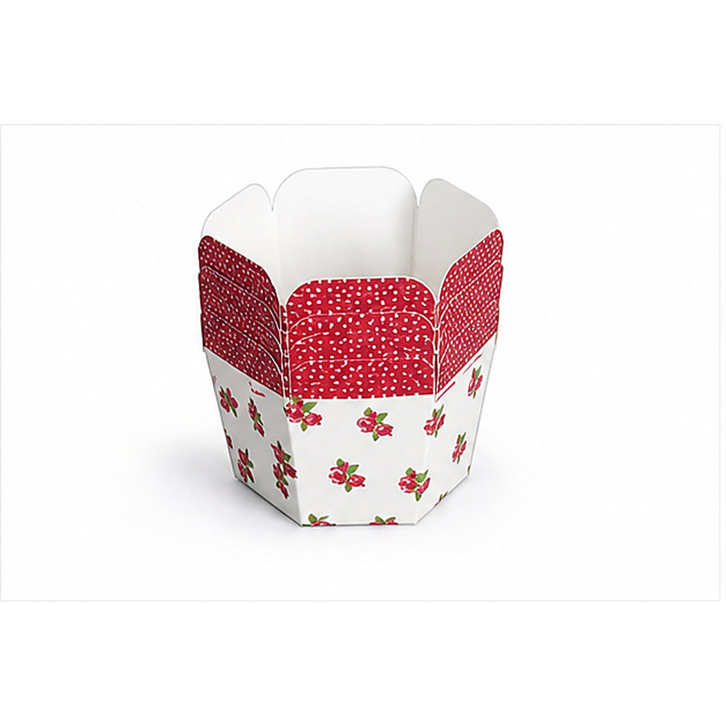 Red floral hexagon Hokkaido chiffon paper baking cup