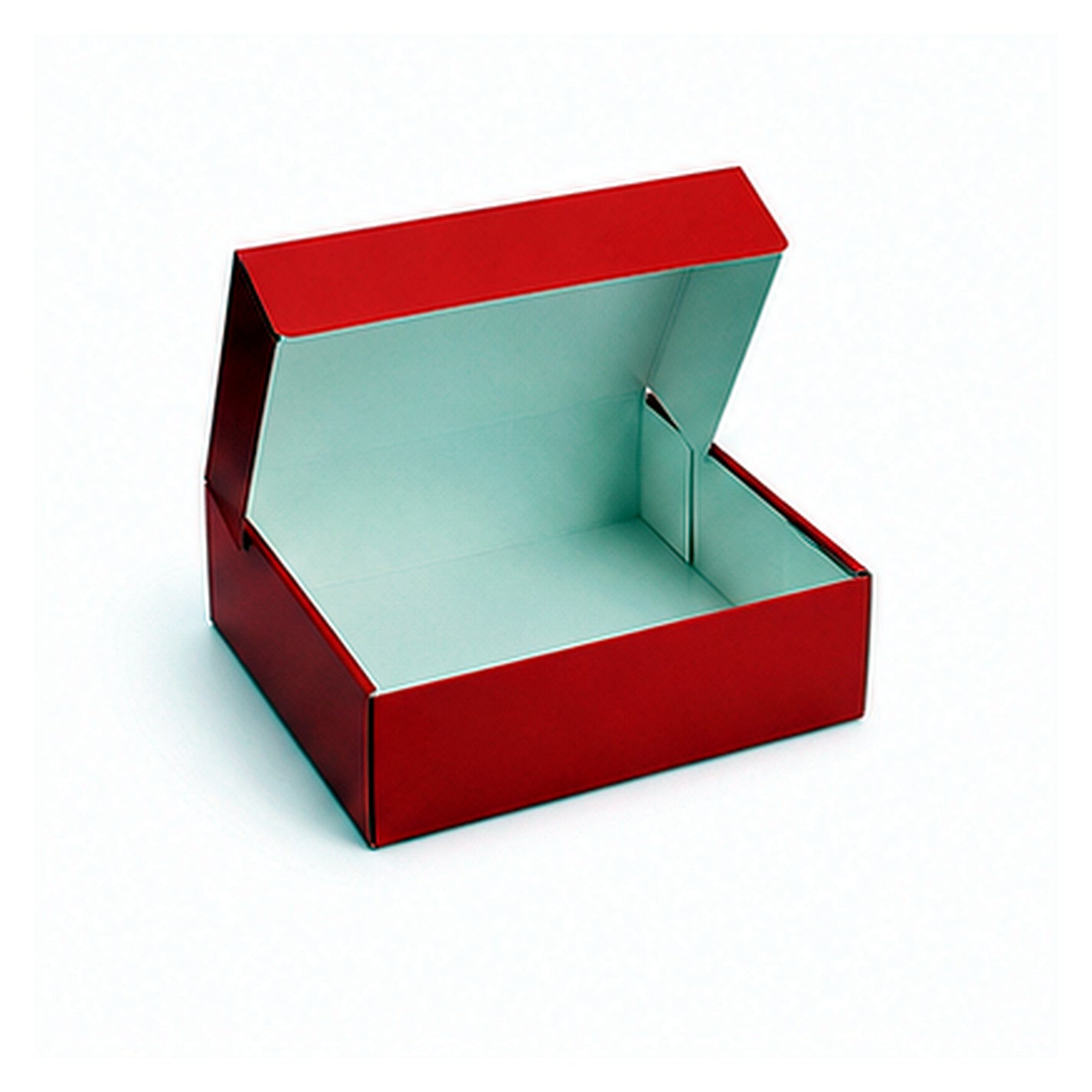 Red square hinged flip top pastry box