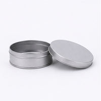 Open silver round tin can with removable flat lid, 65 x 30 mm reference