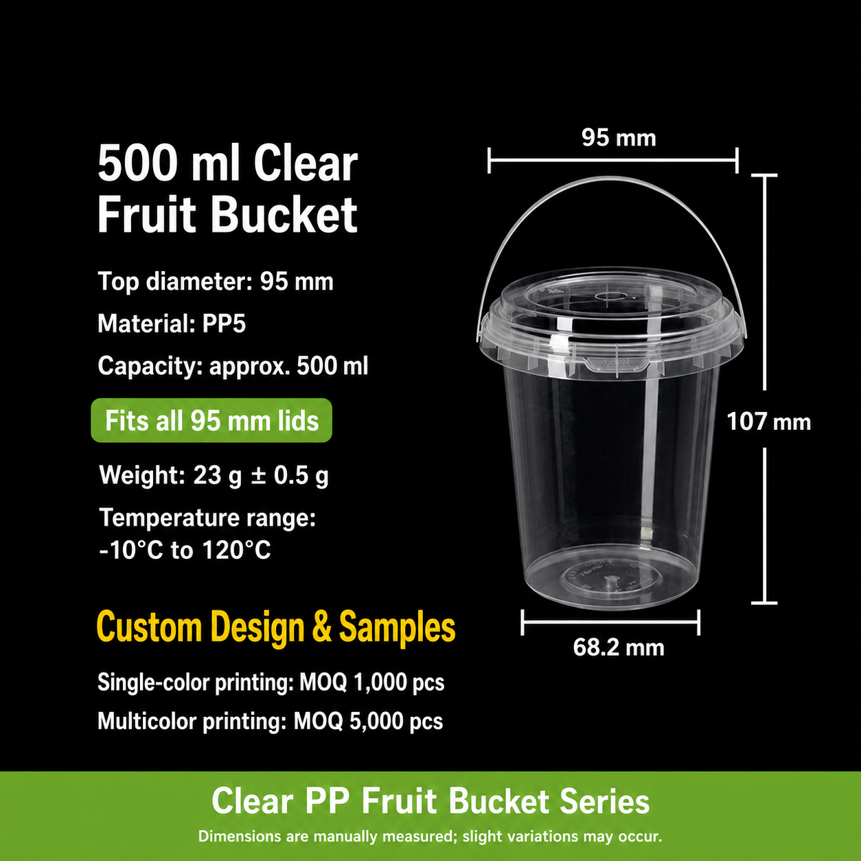 Clear Plastic Fruit Bucket with Handle