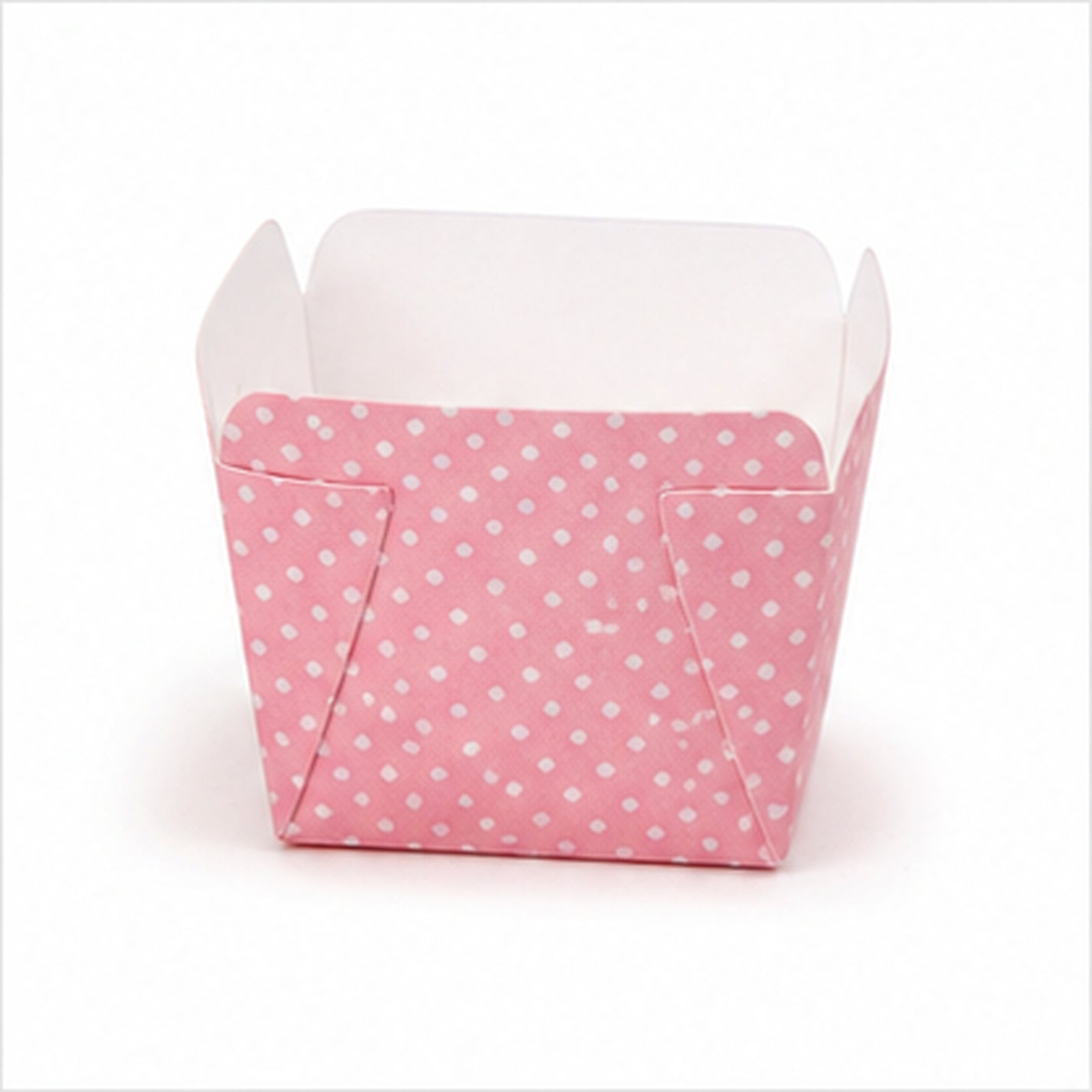 Pink polka dot square cupcake baking cup
