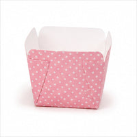 Pink polka dot square cupcake baking cup
