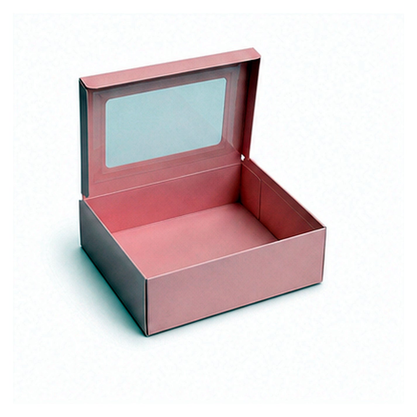 Pink clear window flip top gift box