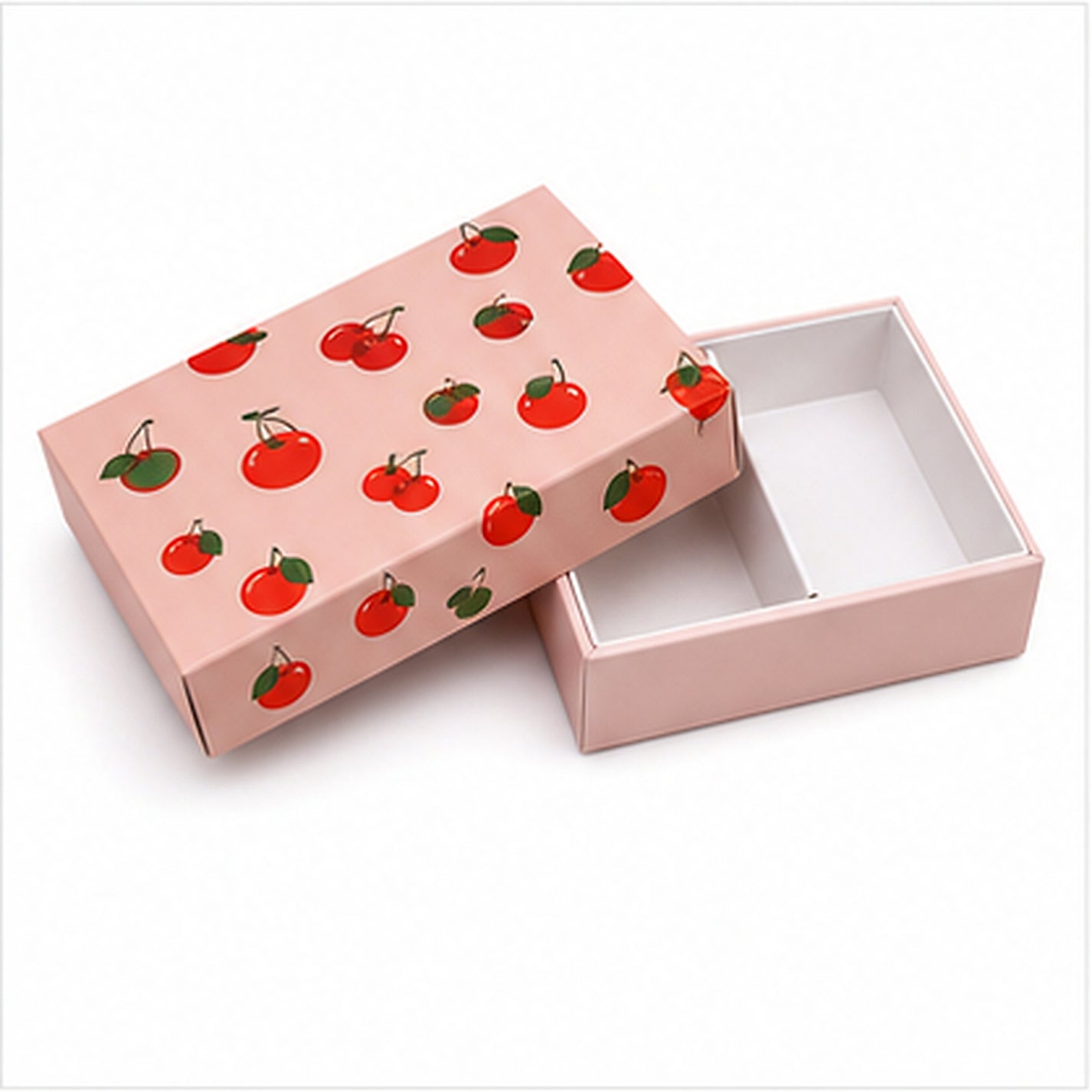 Red cherry pattern lid and base food gift box